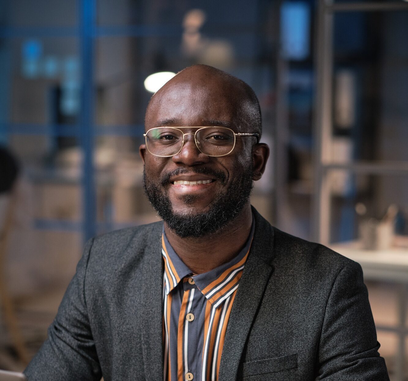 African manager working at office